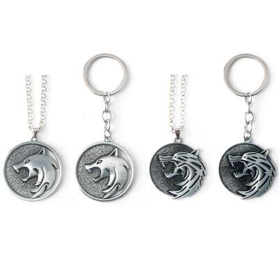 游戏周边Thewitcher3巫师狼头项链钥匙扣猎魔人奖章吊坠挂件