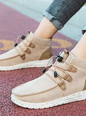 women shoes美新款休闲高帮圆头色系带休闲鞋秋冬棉鞋现货432024