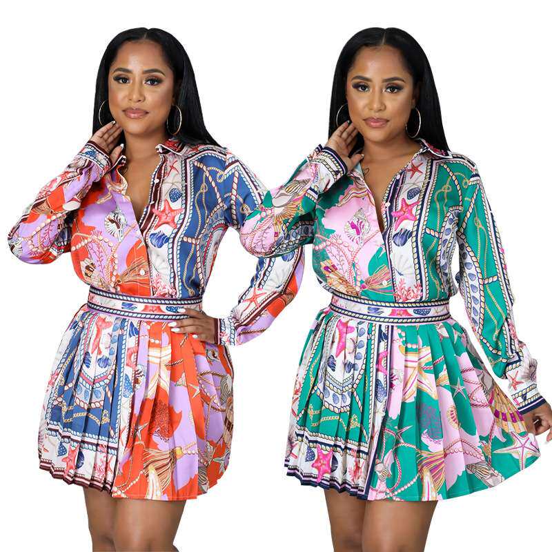 2024裙秋季新款欧美女装时尚休闲长袖上衣+裙子半截women clothes