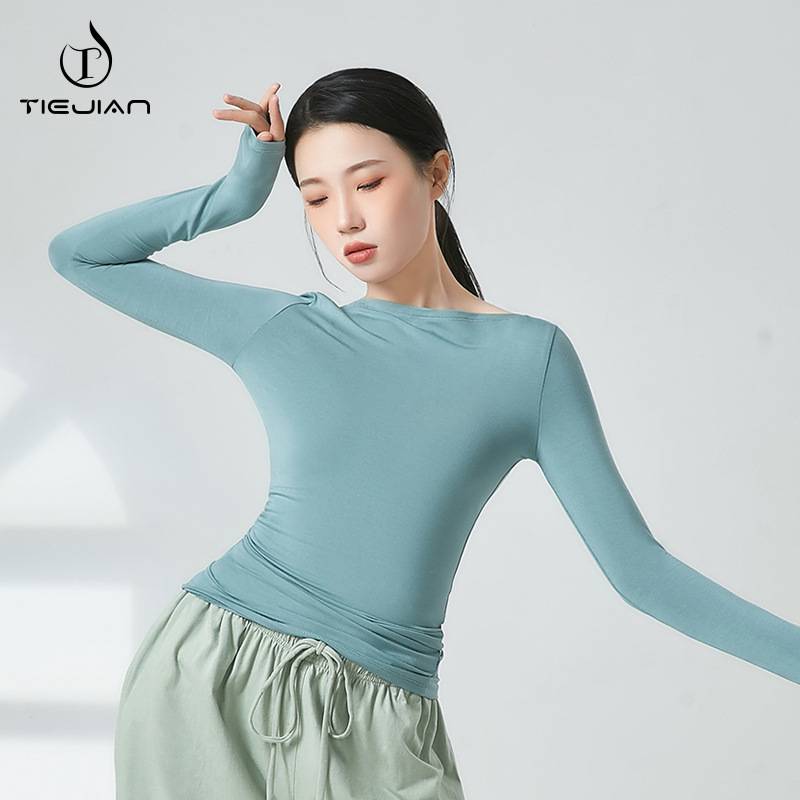 2025服一字领上衣长袖女成人修身形体瑜伽服芭蕾专业练功现代舞服