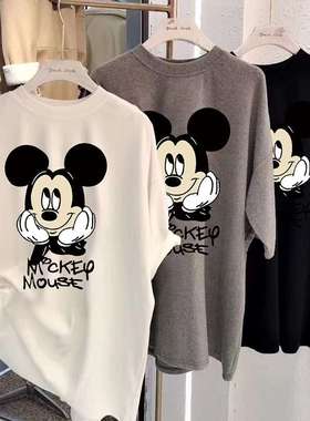 2024货潮新款印花宽松白色t恤女短袖打底衫春夏体恤women clothes