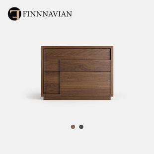 芬纳维亚 意式简约储物柜胡桃实木床头边柜子(Hargrove哈格罗夫)