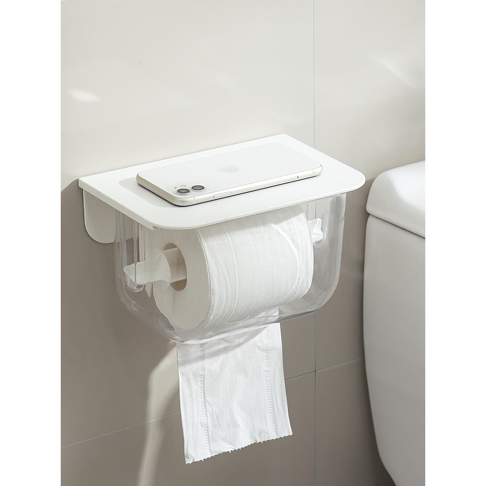 厕所纸巾盒免打孔防水壁挂式卫生间洗脸巾收纳盒卷纸置物架厕纸盒