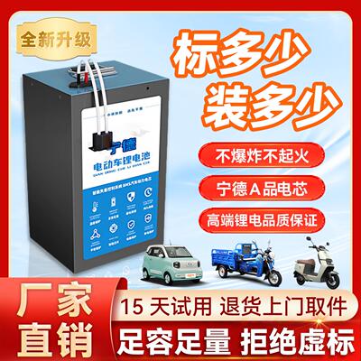 宁德电动车锂电池48V60V72V外卖专用大容量磷酸铁锂二三四轮电瓶