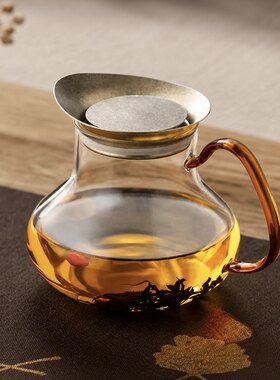 玻璃纯钛盖茶水分离茶壶