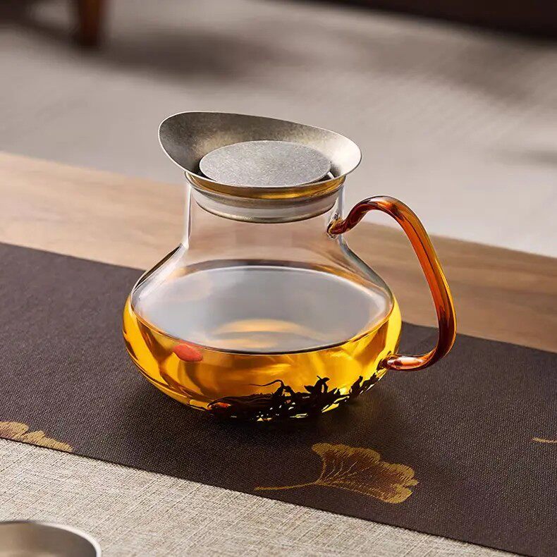 玻璃茶壶纯钛盖家用泡茶壶一体过虑茶水分离钛茶杯养生壶2026新款