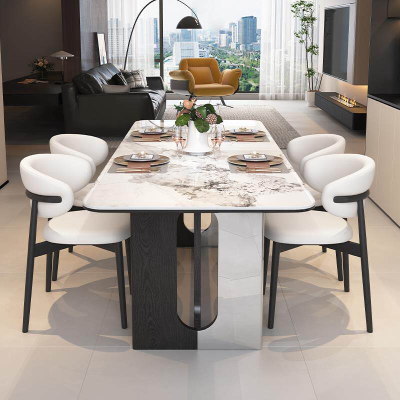 意式极简小户型长方形家用客厅现代简约岩板餐桌轻奢组合吃饭桌子