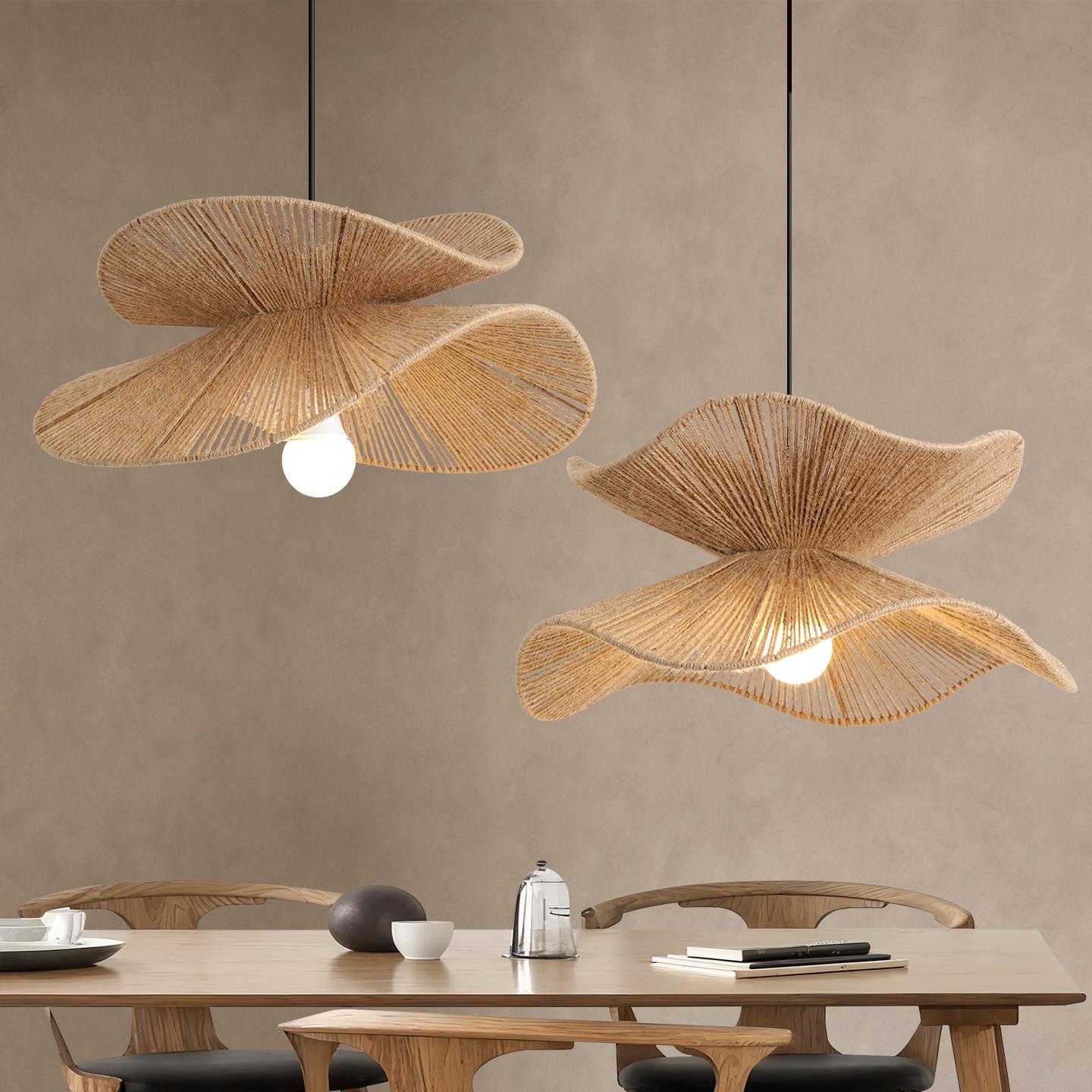 麻绳吊灯餐厅灯覆古禅宗草帽吊灯日本侘寂风格茶室学习床和早餐吧