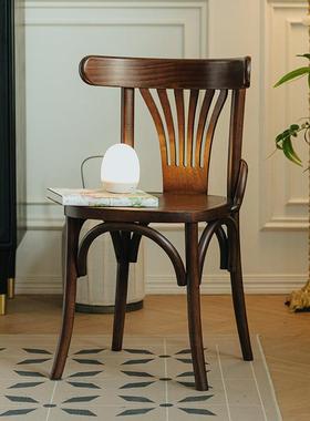 物应56号餐椅法式简约家用书桌椅日式北欧复古靠背实木网红椅ton