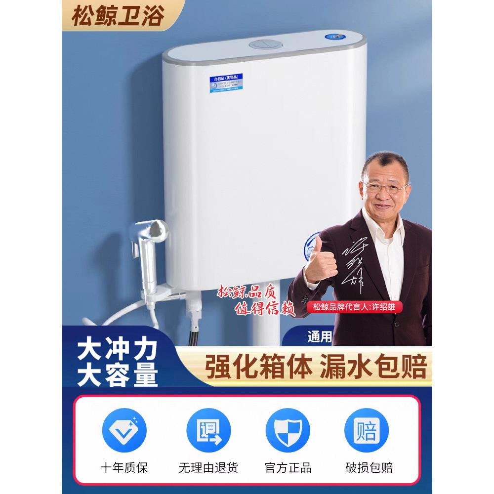 卫生间家用厕所马桶蹲便器冲水箱配件套装大冲力加厚免打孔挂墙式