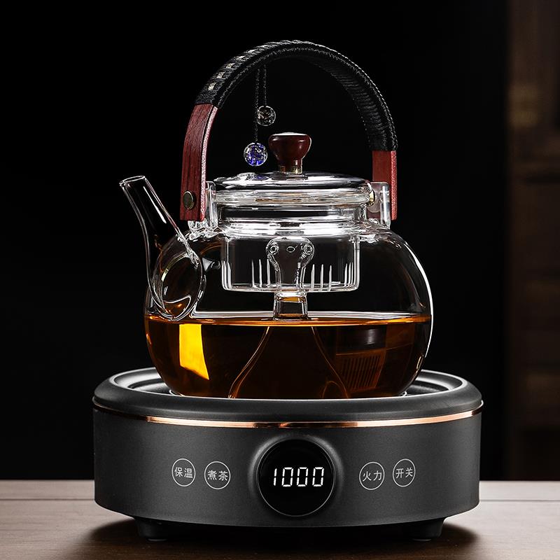 黑晶炉蒸煮茶壶玻璃烧水泡茶家用耐高温养生壶老白茶办公室煮茶器