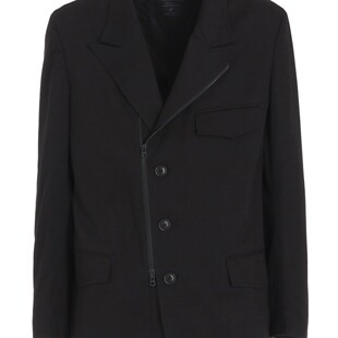 山本风棉质斜纹尖领修身夹克 拉链外套