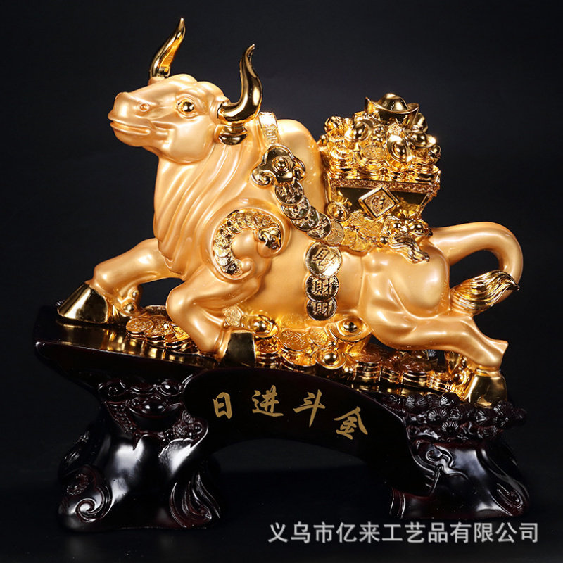 树脂工艺品日进斗金沙金牛摆件创