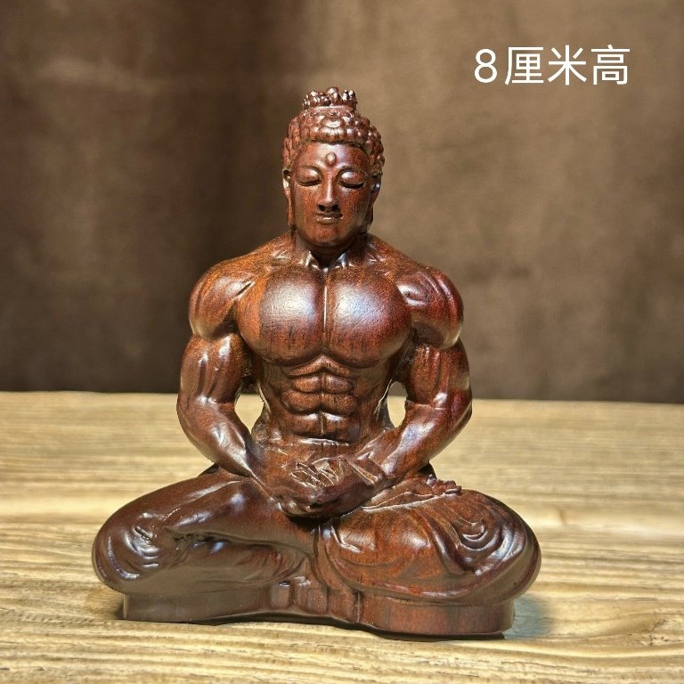 黑檀木雕肌肉坐佛车载摆件桌面装