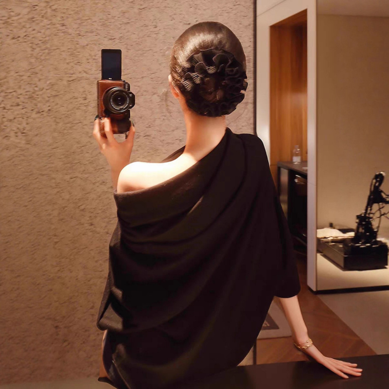 法式斜肩针织衫女2441