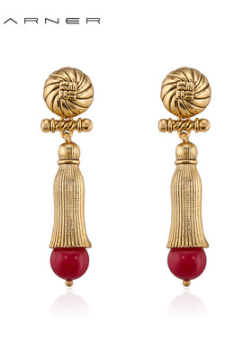 Joseph Warner复古宫廷风耳环精致华丽中古高级新年耳饰红色耳钉