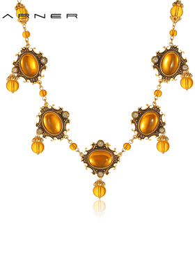 Joseph Warner中古琉璃项链vintage设计复古美拉德毛衣链锁骨链女