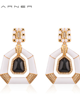 Joseph Warner邂逅耳环复古珐琅不规则几何耳钉法式中古夸张耳饰