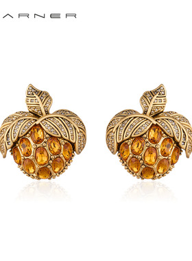 Joseph Warner中古水果耳钉人间五月复古宫廷黄琉璃耳饰树莓耳环