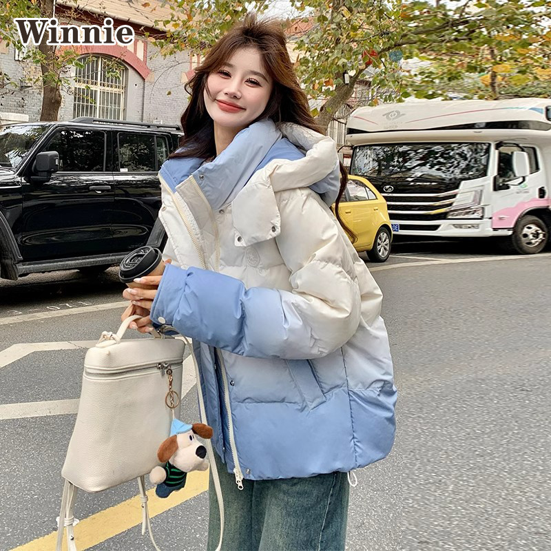 德国进口新款蓝色渐变羽绒服连帽