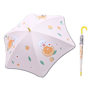 比鲁斯儿童伞安全圆角黑胶防晒晴B雨两用长柄直杆伞带滑轮反光条