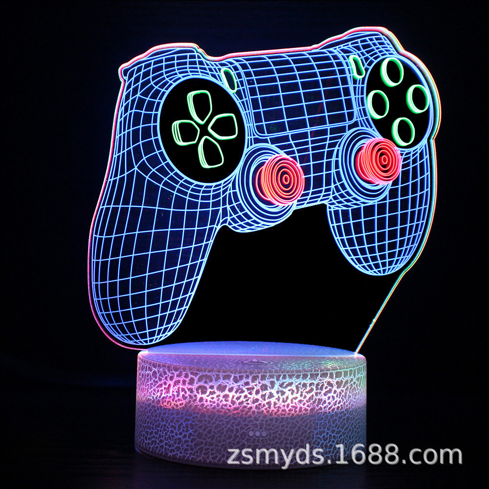 网游游戏手柄系列3D台灯三彩动态立体LED触摸遥控小夜灯