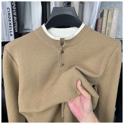 老钱风长袖针织衫毛衣男式秋冬季圆领休闲百搭潮流宽松打底羊毛衫