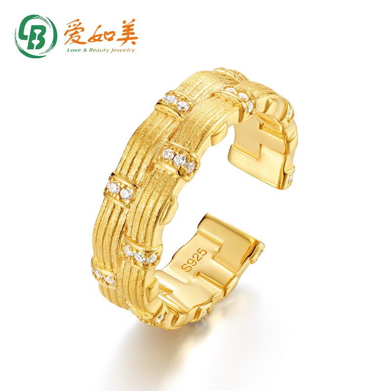 新中式麻花编织拉丝开口S925纯银戒指个性轻奢高级感小众设计指环