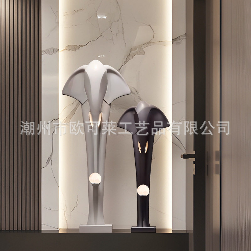 现代简约吉祥象玄关造景摆件客厅电视柜旁落地装饰品乔迁新居礼物