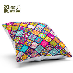 ebay斜纹布桃皮绒民族风抱枕套靠垫印花定制 亚马逊wish