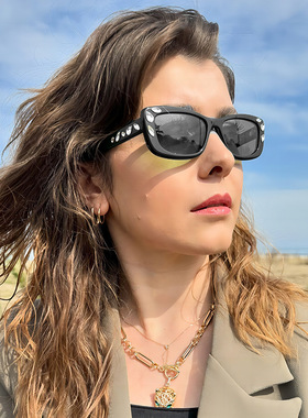 雷恩新款个性矩形镶钻高级感优雅太阳镜欧美ins同款派对遮阳墨镜