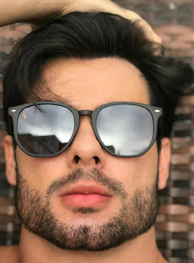 雷恩亮黑色蛤蟆镜眼镜复古框太阳男女多边形米丁墨镜ins风