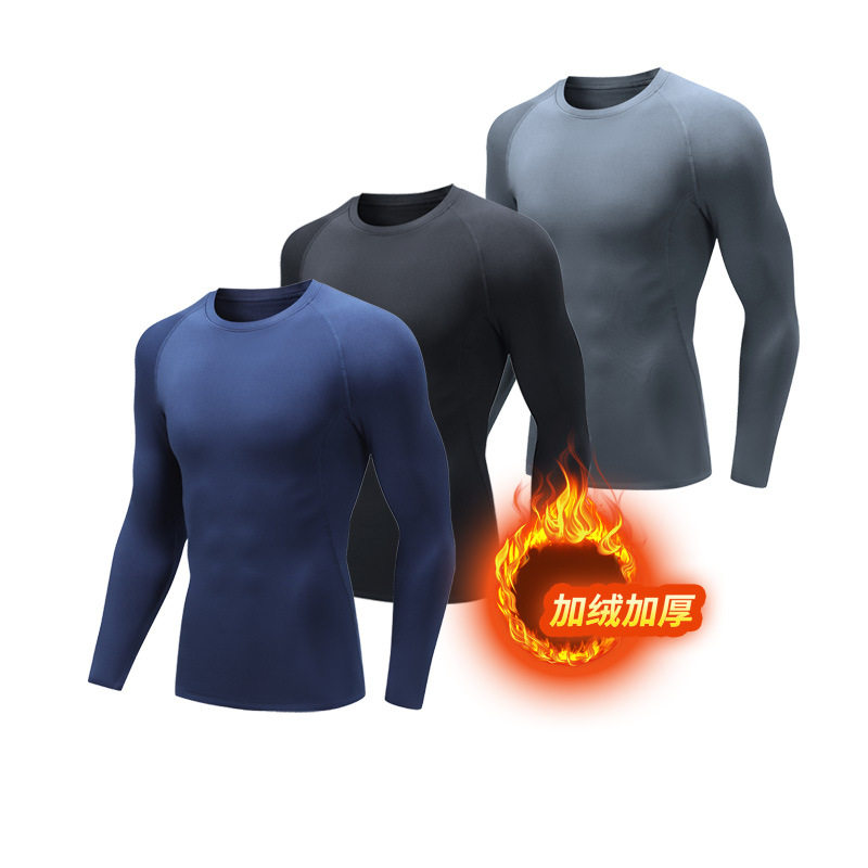 高弹男篮球紧身套装运动速干健身衣服科比加绒长袖跑步训练打底裤