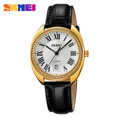 SKMEI时刻美小巧ins风女士皮带腕表手表时尚 优雅女石英表