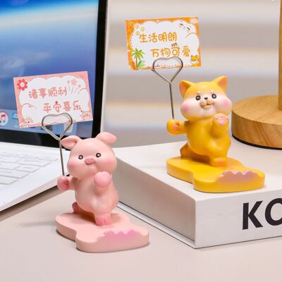 便签萌宠举牌手机支架摆件diy手绘卡治愈系解压公仔懒人追剧支架