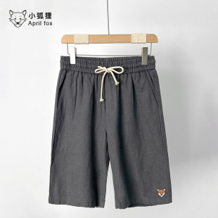 男款 宽松外穿五分亚麻裤 夏季 休闲中裤 麻料男士 英国小狐狸棉麻短裤