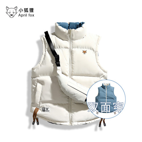 小狐狸两面穿羽绒服马甲男士秋冬季加厚背心马夹棉服外套外穿搭配