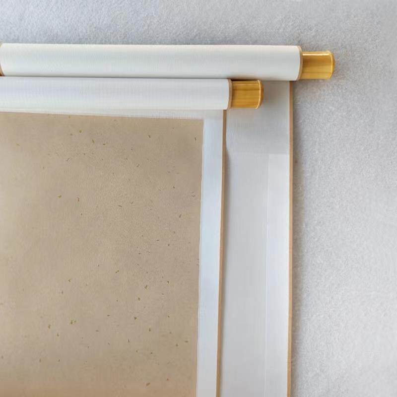 卷轴挂画空白卷轴毛笔字挂轴书法专用作品纸半生半熟加厚宣纸装裱