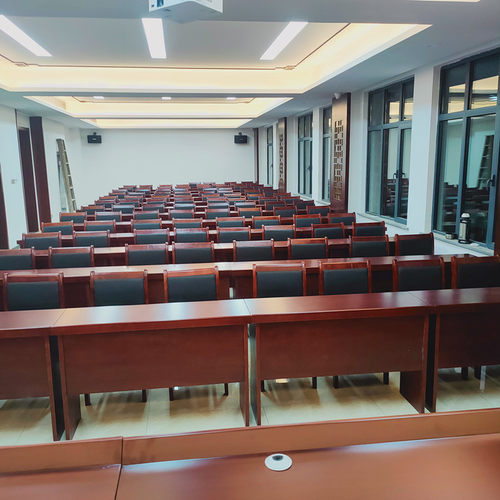 会议室培训桌椅组合油漆实木皮长条形村委会公司会场双人办公桌椅