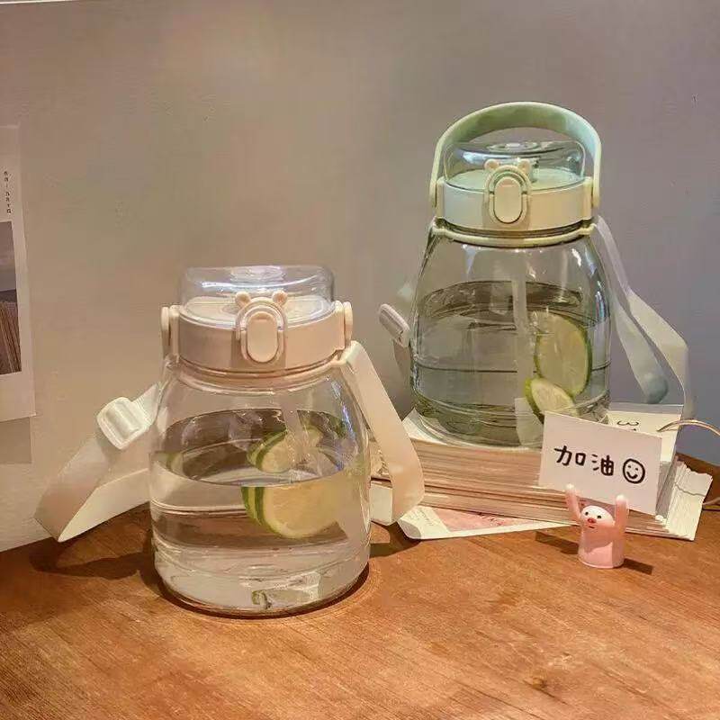 大肚杯大容量水杯女生高颜值吸管杯学生上学专用杯子