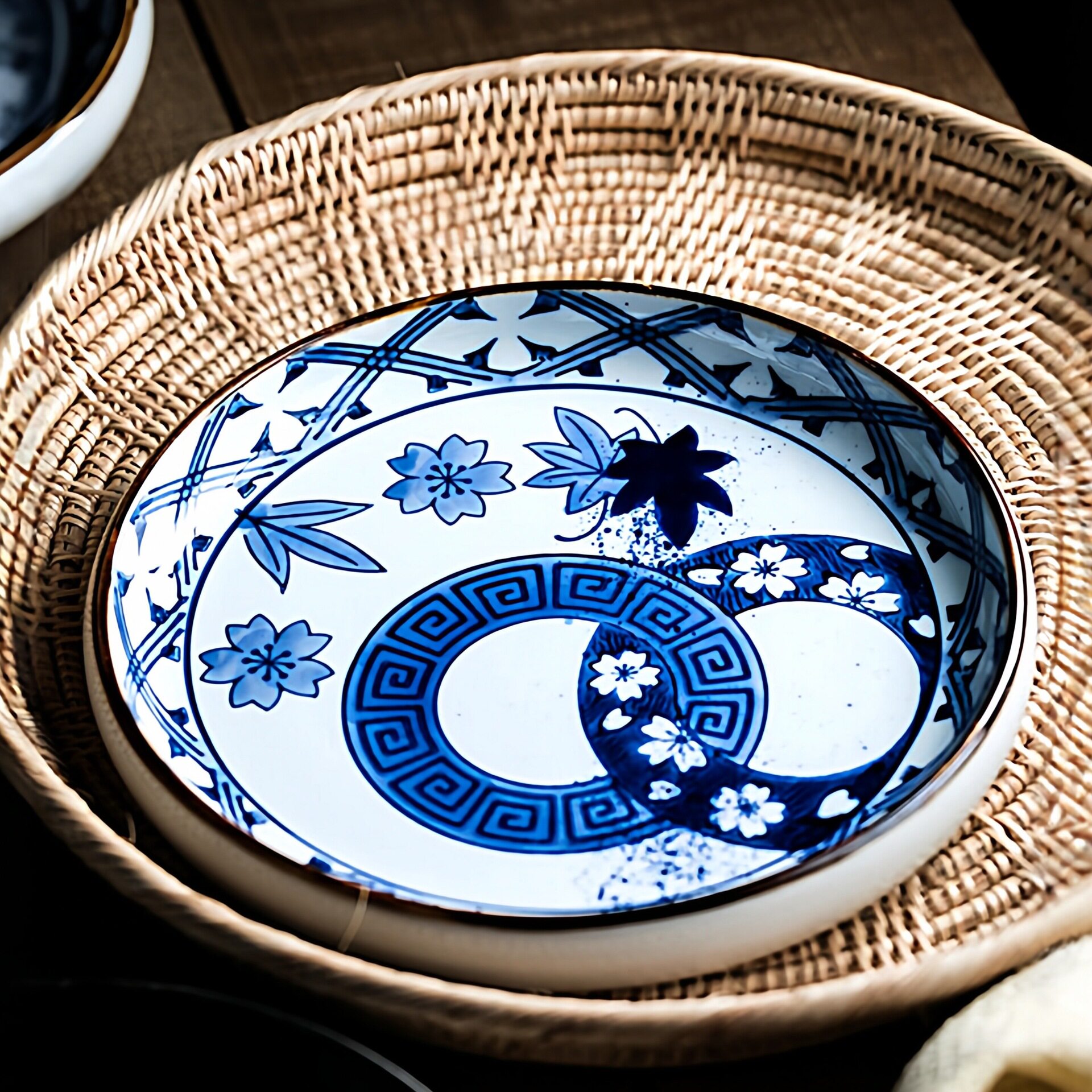 盘子菜盘家用新款手绘陶瓷盘汤盘深盘高温釉下彩餐具日式餐盘