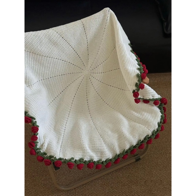 玫瑰花束毯子毛线手工编织diy材料包钩针手作礼物打发时间毛毯勾