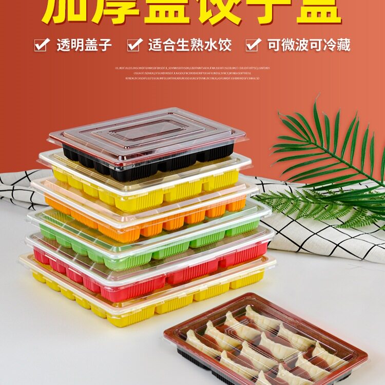 一次性饺子盒塑料冻水饺盒带加厚盖20分格商用餐盒外卖打包盒托盘
