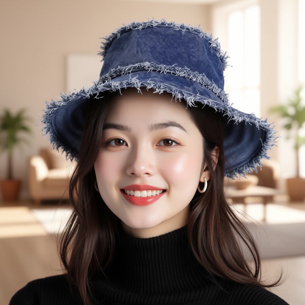日系女嘻哈毛边盆帽双面水洗韩版新款大檐复古街头时尚纯色渔夫帽