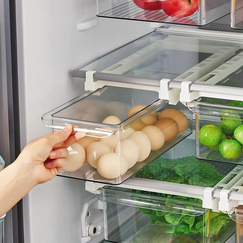 冰箱收纳盒抽屉式挂篮内部悬挂保鲜冷冻鸡蛋盒厨房用架托置物神器,收纳整理,冰箱分隔板,淘宝优惠券,粉丝福利购,淘宝优惠卷