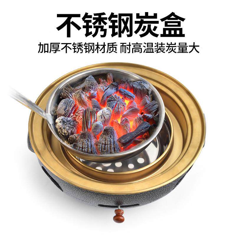 韩式铸铁碳烤炉商用烧烤炉日式餐厅烤炉圆形厚木炭烤肉炉家用烤锅