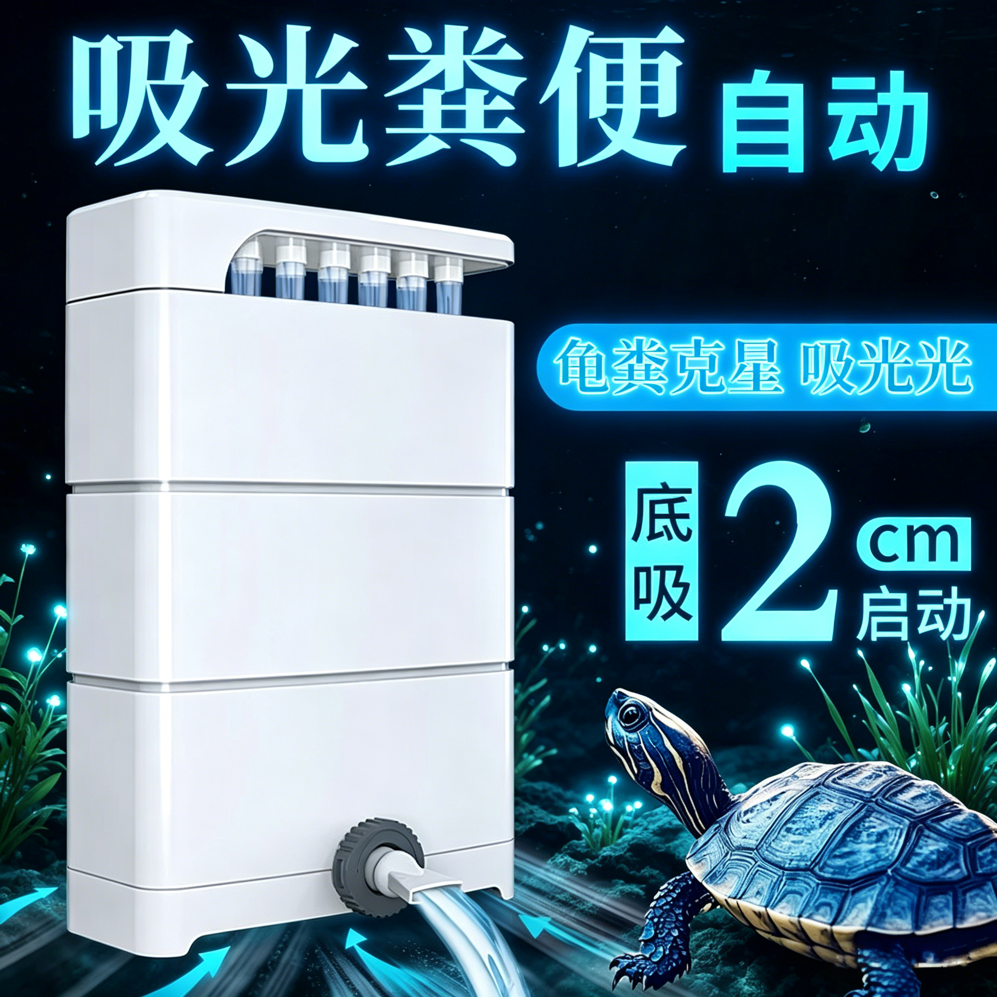 森森低水位鱼缸过滤器静音三合一滴流过滤盒乌龟缸底吸吸粪净水器