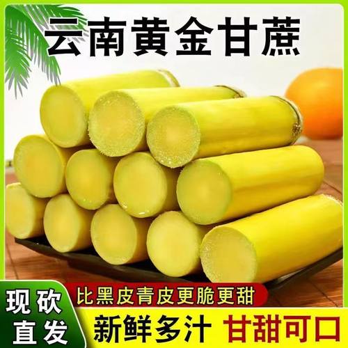 云南脆皮黄金甘蔗9斤一级甘蔗现砍黄皮新鲜应季水果甘蔗孕妇脆甜