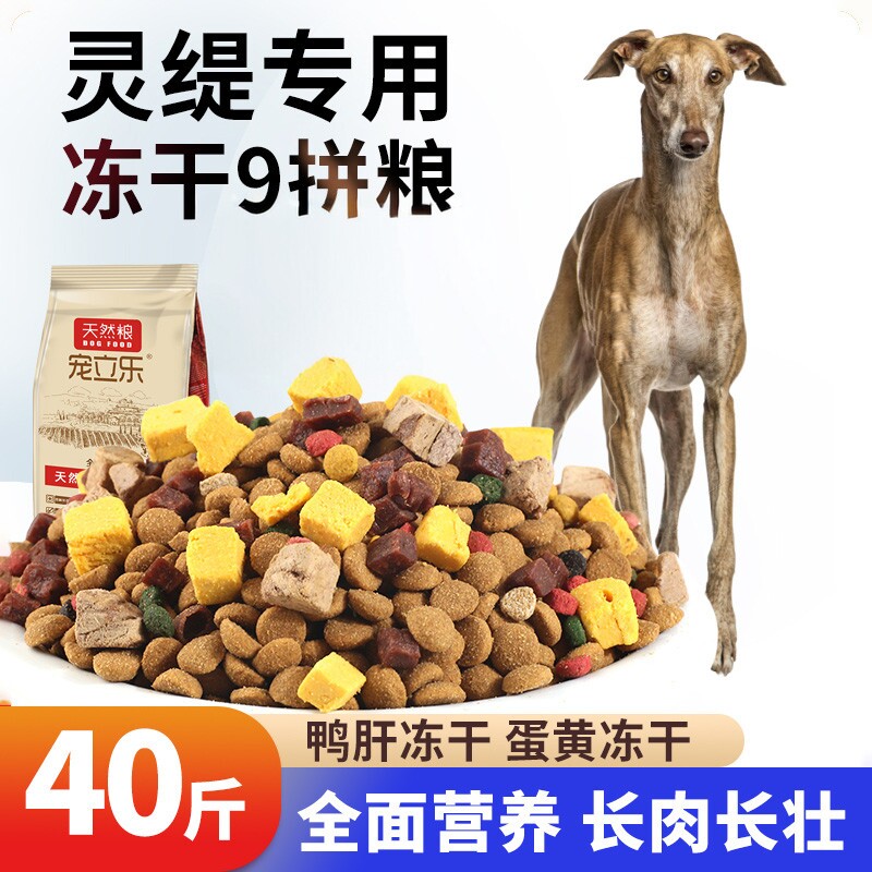 宠立乐灵缇犬专用狗粮成犬幼犬40斤装细狗格力惠比特苏俄猎狼犬