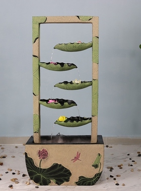 开业礼品办公室招财流水喷泉摆件阳台客厅水景摆设玄关落地装饰品